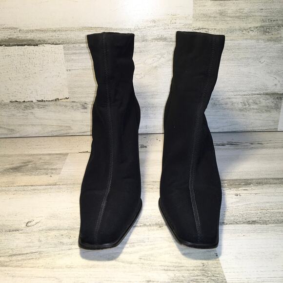 Stuart Weitzman Neoprene Sock Boot Womens 7.5 Narrow Black Bootie Minimalist Y2K - Picture 3 of 12